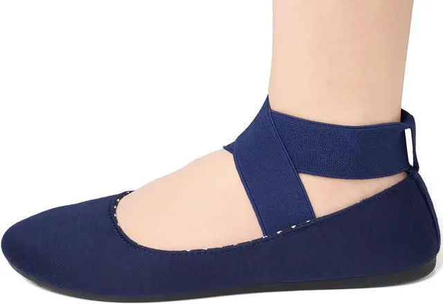 Alt view image 4 of 7 - Alpine Swiss Peony Ballet Flats Shoes For Women Elastic Ankle Strap Flats Round Closed-Toe Slip On Loafers Padded for Comfort Runs Small