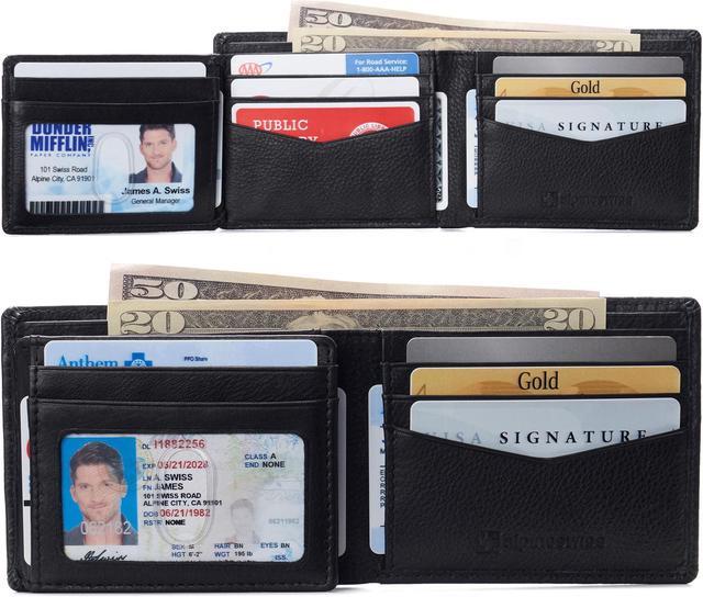 Alt view image 2 of 13 - Alpine Swiss Mens Wallet for Men RFID Protected Leather Mens Wallet Spencer Bifold Divided Bill Section Gift Box 2 ID Windows 14 Card Storage Pockets
