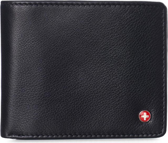 Main image of Alpine Swiss Mens Wallet for Men RFID Protected Leather Mens Wallet Spencer Bifold Divided Bill Section Gift Box 2 ID Windows 14 Card Storage Pockets