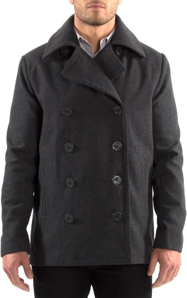 Main image of Alpine Swiss Mason Mens Wool Blend Pea Coat Jacket Double Breasted Dress Coat