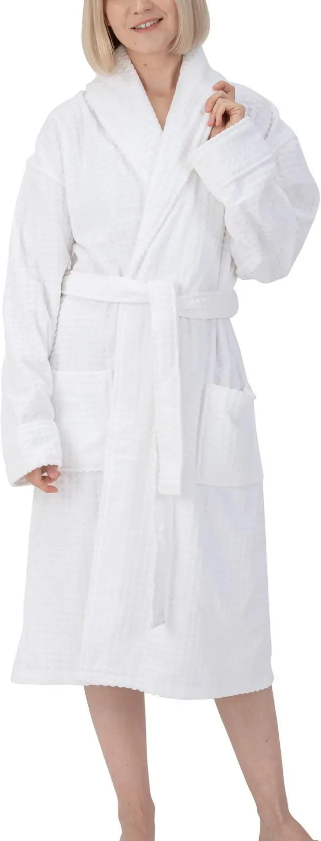 Main image of Alpine Swiss Womens Luxury Waffle Knit Cotton Bathrobe Shawl Collar Spa Robe