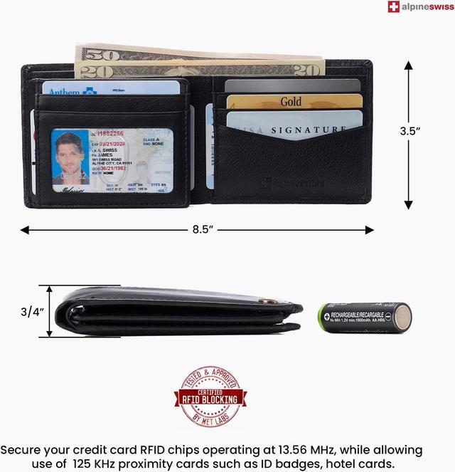 Alt view image 5 of 13 - Alpine Swiss Mens Wallet for Men RFID Protected Leather Mens Wallet Spencer Bifold Divided Bill Section Gift Box 2 ID Windows 14 Card Storage Pockets