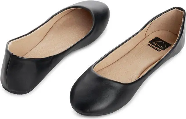 Alt view image 5 of 7 - Alpine Swiss Pierina Womens Classic Round Toe Ballet Flats Work Slip On Shoes