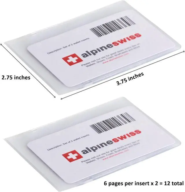 Alt view image 9 of 11 - Alpine Swiss SET OF 2 Wallet Insert Replacements 6 page Card Holder Made in USA