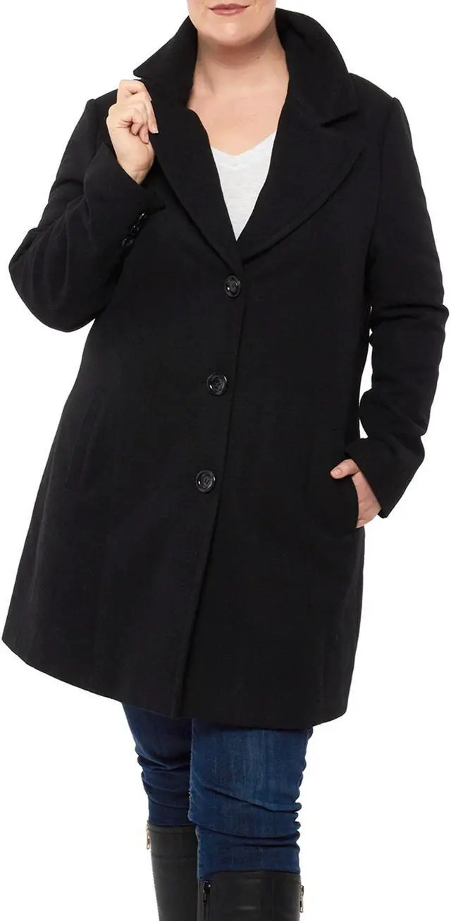 Alt view image 2 of 7 - Alpine Swiss Womens Plus Size Wool Overcoat Walking Coat Blazer Pea Coat Jacket