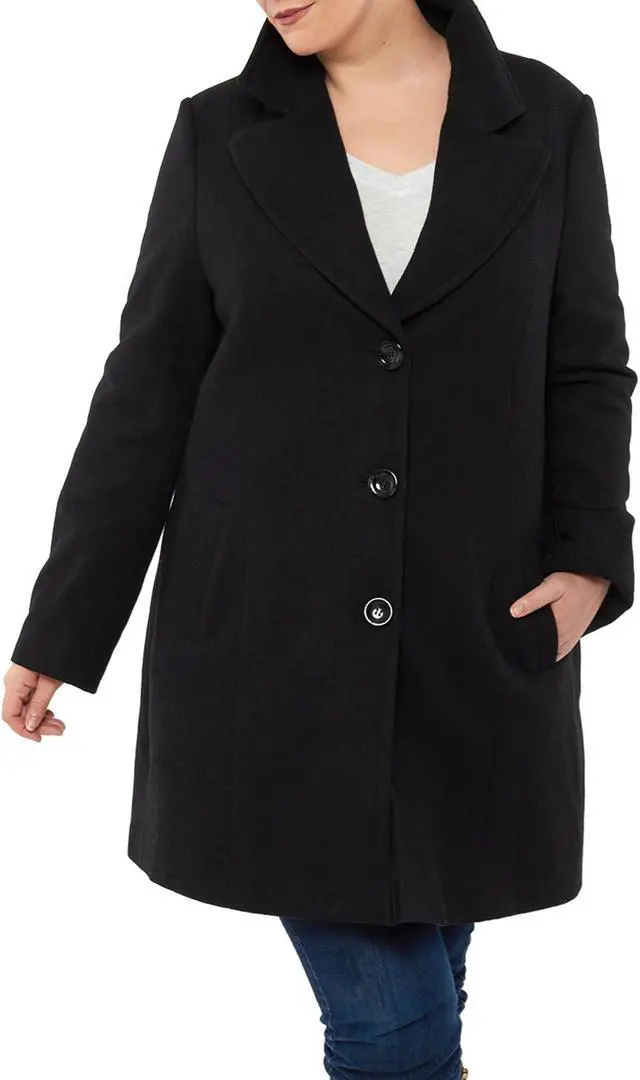 Alt view image 3 of 7 - Alpine Swiss Womens Plus Size Wool Overcoat Walking Coat Blazer Pea Coat Jacket