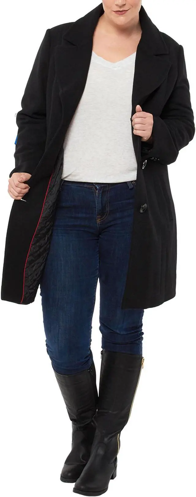 Alt view image 4 of 7 - Alpine Swiss Womens Plus Size Wool Overcoat Walking Coat Blazer Pea Coat Jacket