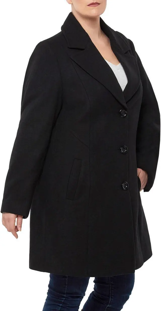 Alt view image 6 of 7 - Alpine Swiss Womens Plus Size Wool Overcoat Walking Coat Blazer Pea Coat Jacket