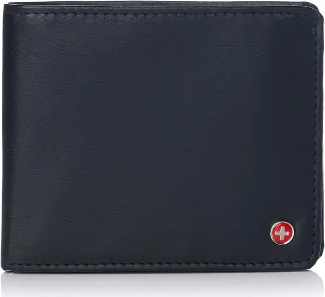 Main image of Alpine Swiss RFID Mens Wallet Deluxe Capacity Hybrid Bifold Flipout ID Window