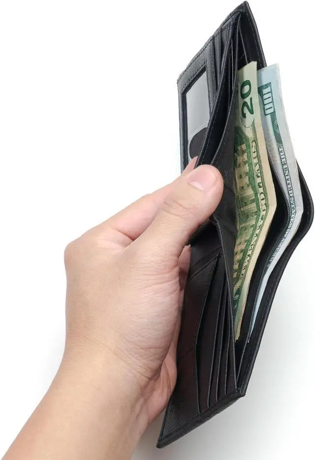 Alt view image 5 of 5 - Alpine Swiss RFID Mens Wallet Deluxe Capacity Hybrid Bifold Flipout ID Window