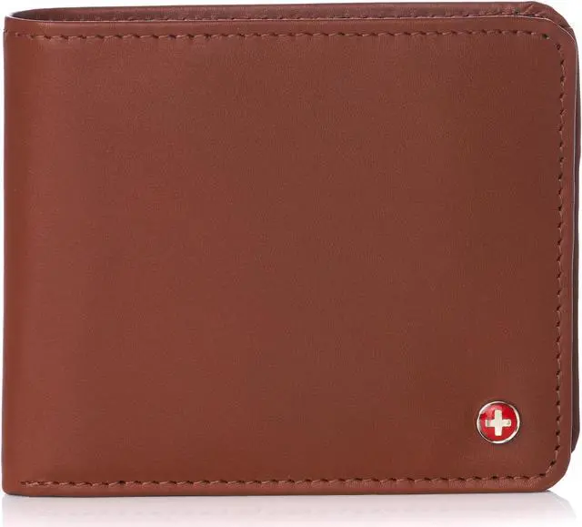 Main image of Alpine Swiss RFID Mens Wallet Deluxe Capacity Passcase Bifold Two Bill Sections