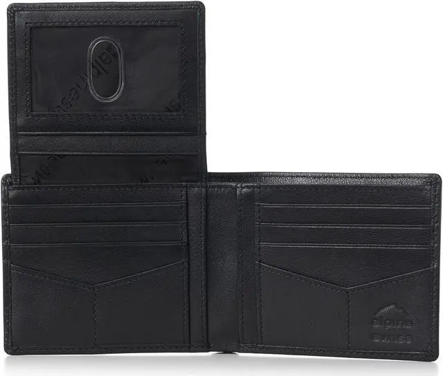 Alt view image 2 of 4 - Alpine Swiss RFID Mens Wallet Deluxe Capacity Passcase Bifold Two Bill Sections