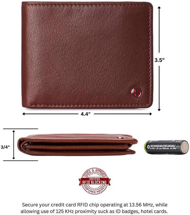 Alt view image 3 of 7 - Alpine Swiss Mens Wallet for Men RFID Protected Leather Mens Wallet Spencer Bifold Divided Bill Section Gift Box 2 ID Windows 14 Card Storage Pockets