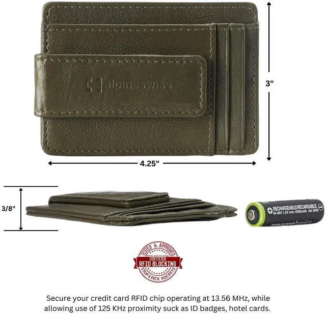 Alt view image 3 of 7 - Alpine Swiss Mens RFID Safe Magnetic Money Clip Wallet Slim Front Pocket Wallet