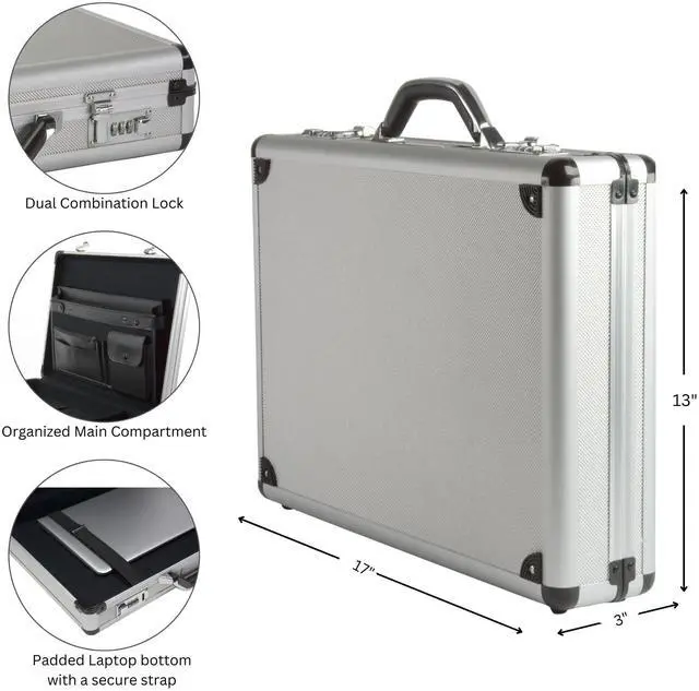 Alt view image 3 of 10 - Alpine Swiss Executive Aluminum Briefcase Padded Laptop Briefcase For Men Hard Shell Attache Case Combo Lock Business Case