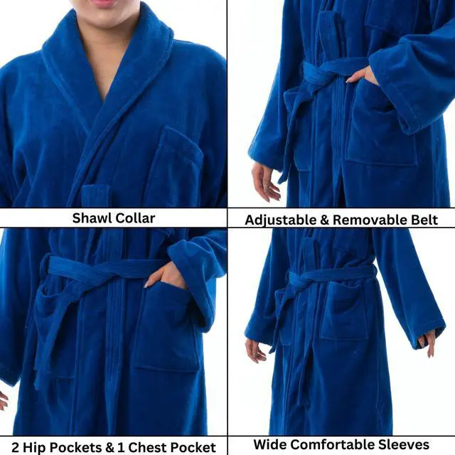 Alt view image 3 of 7 - AlpineSwiss Blair Women Cotton Terry Cloth Bathrobe Shawl Collar Velour Spa Robe