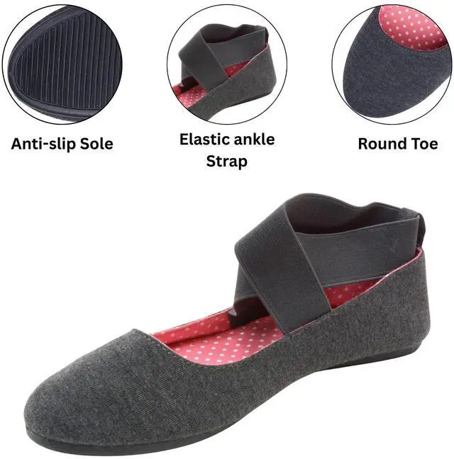 Alt view image 3 of 7 - Alpine Swiss Peony Ballet Flats Shoes For Women Elastic Ankle Strap Flats Round Closed-Toe Slip On Loafers Padded for Comfort Runs Small