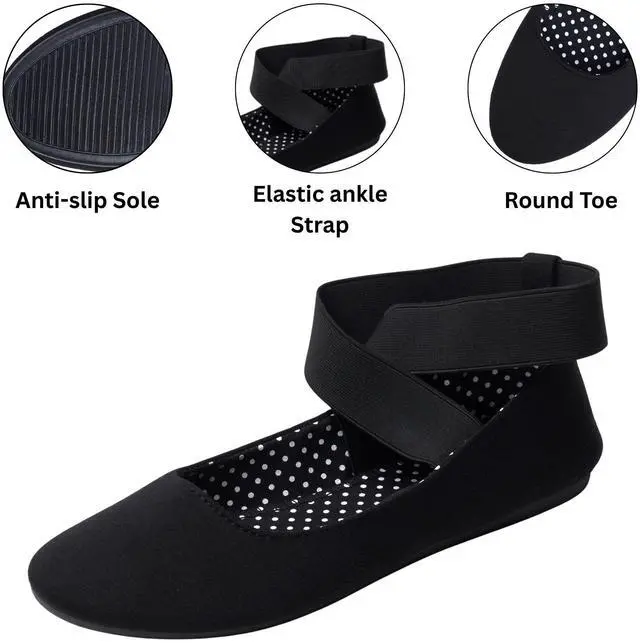 Alt view image 3 of 7 - Alpine Swiss Peony Ballet Flats Shoes For Women Elastic Ankle Strap Flats Round Closed-Toe Slip On Loafers Padded for Comfort Runs Small