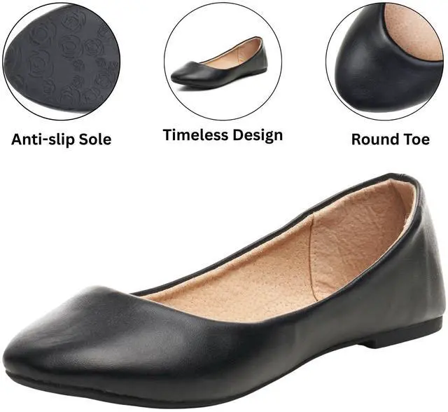 Alt view image 3 of 7 - Alpine Swiss Pierina Womens Classic Round Toe Ballet Flats Work Slip On Shoes
