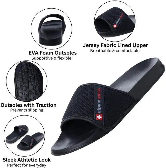 Alt view image 3 of 7 - Alpine Swiss Mens Athletic Comfort Slide Sandals EVA Flip Flops Foam Slippers