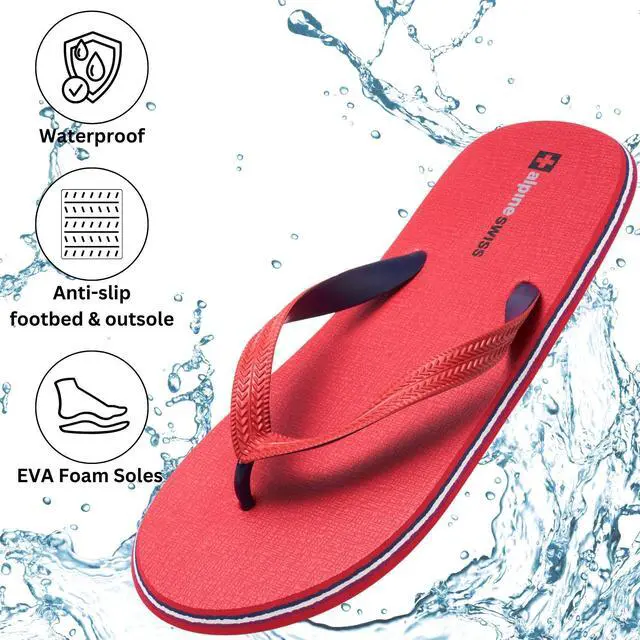 Alt view image 3 of 7 - Alpine Swiss Men's Flip Flops | Ultra-light Thin EVA foam Sandals for Beach Pool Everyday Wear | Simple Flexible Flip Flops for Men