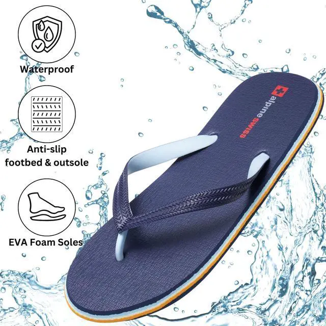 Alt view image 3 of 7 - Alpine Swiss Men's Flip Flops | Ultra-light Thin EVA foam Sandals for Beach Pool Everyday Wear | Simple Flexible Flip Flops for Men