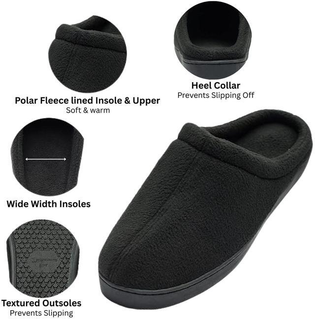 Alt view image 3 of 7 - Alpine Swiss Mens Memory Foam Fleece Clog Slippers Wide Warm Slip On House Shoes