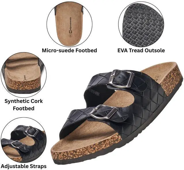 Alt view image 3 of 6 - Alpine Swiss Mens Double Strap Slide Sandals EVA Sole Flat Casual Comfort Shoes