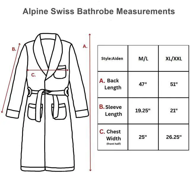 Alt view image 6 of 6 - Alpine Swiss Aiden Mens Cotton Terry Cloth Bathrobe Shawl Collar Velour Spa Robe