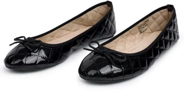 Alt view image 6 of 7 - Alpine Swiss Womens Aster Ballet Flats Patent Leather Slip-On Shoes Quilted Pillow Stitch Rounded Toe Everyday Comfortable Fashion Footwear