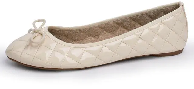 Main image of Alpine Swiss Womens Aster Ballet Flats Patent Leather Slip-On Shoes Quilted Pillow Stitch Rounded Toe Everyday Comfortable Fashion Footwear