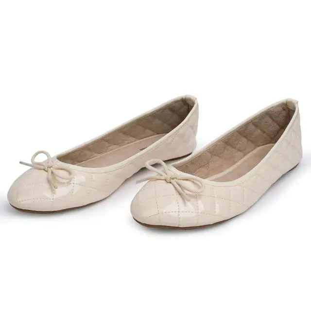 Alt view image 6 of 7 - Alpine Swiss Womens Aster Ballet Flats Patent Leather Slip-On Shoes Quilted Pillow Stitch Rounded Toe Everyday Comfortable Fashion Footwear