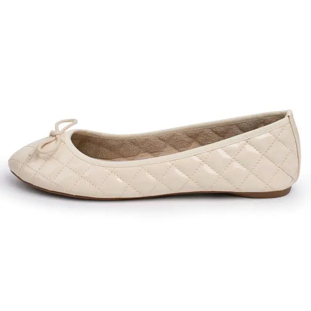 Alt view image 3 of 7 - Alpine Swiss Womens Aster Ballet Flats Patent Leather Slip-On Shoes Quilted Pillow Stitch Rounded Toe Everyday Comfortable Fashion Footwear