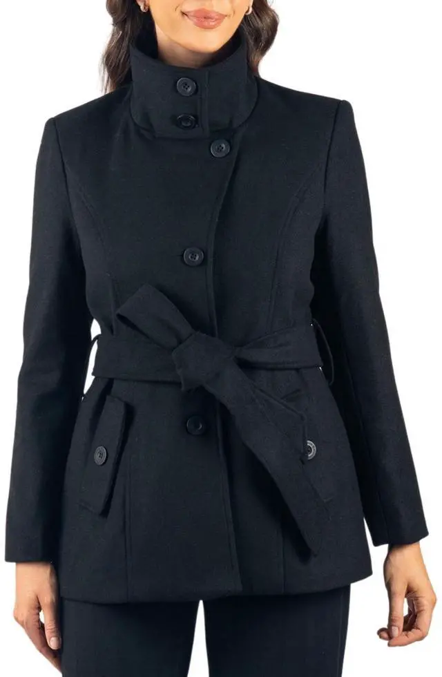 Alt view image 2 of 8 - Alpine Swiss Women’s Bella Belted Wool Blazer Coat
