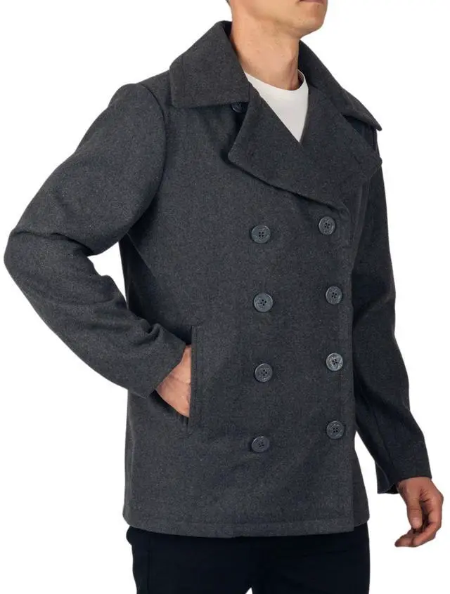Main image of Alpine Swiss Mason Mens Wool Blend Pea Coat Jacket Double Breasted Dress Coat