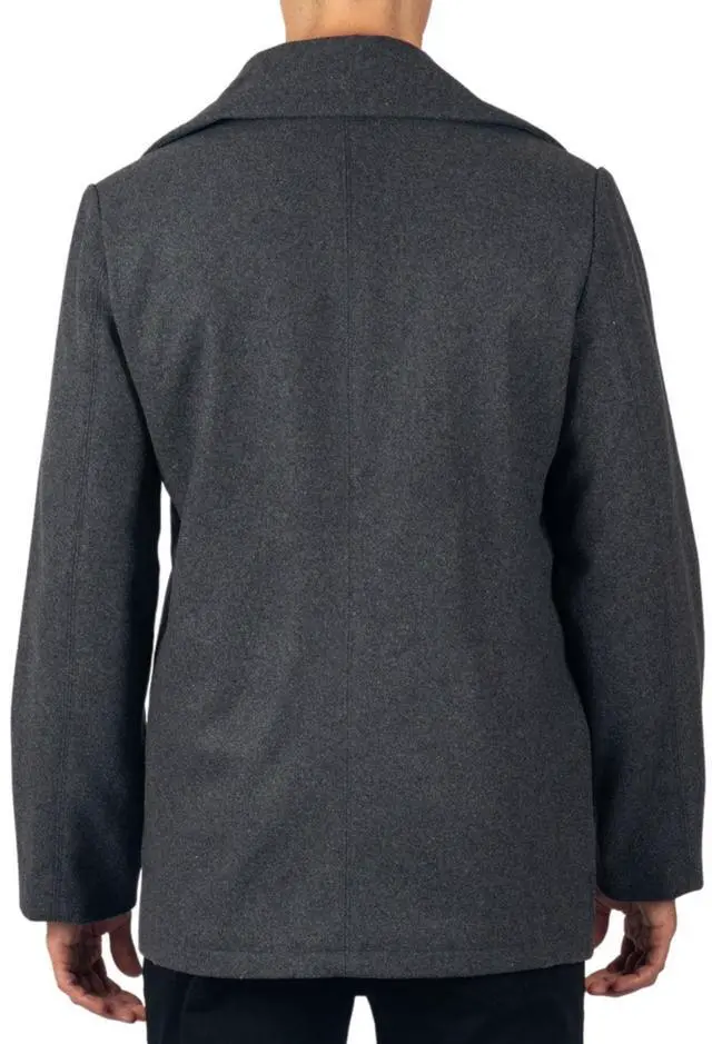 Alt view image 7 of 7 - Alpine Swiss Mason Mens Wool Blend Pea Coat Jacket Double Breasted Dress Coat