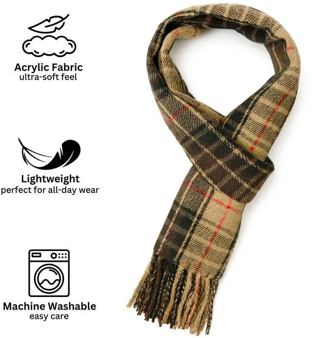 Alt view image 10 of 10 - Alpine Swiss Classic Plaid Pattern Soft Acrylic Scarf