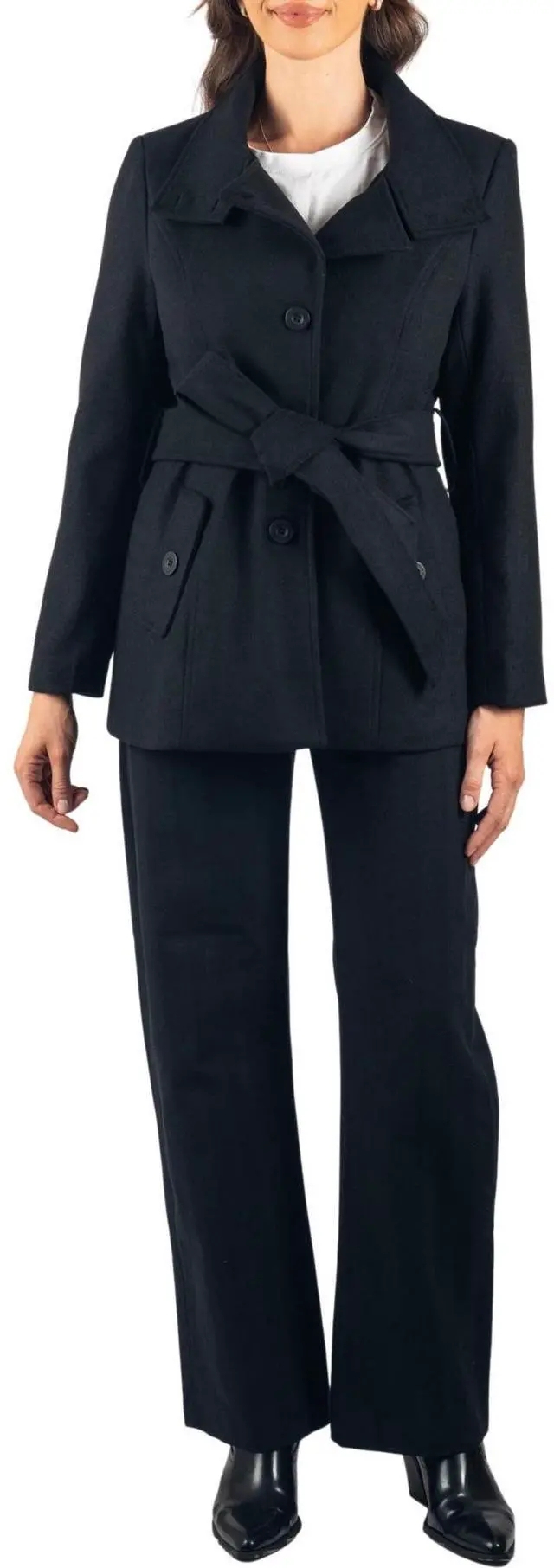 Alt view image 5 of 8 - Alpine Swiss Women’s Bella Belted Wool Blazer Coat