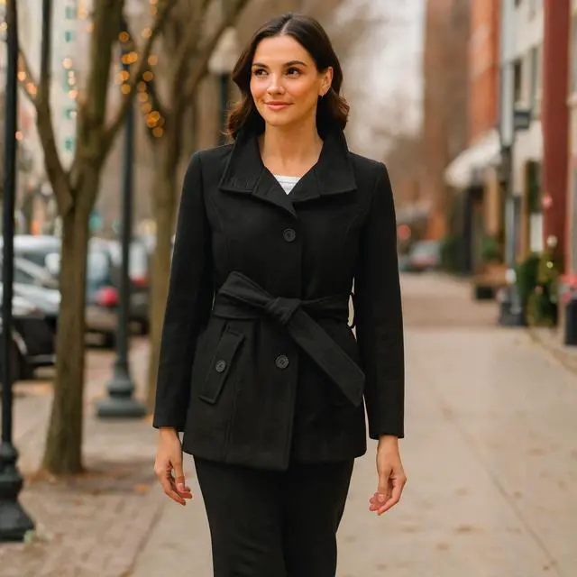 Alt view image 6 of 8 - Alpine Swiss Women’s Bella Belted Wool Blazer Coat