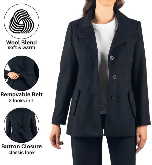 Alt view image 4 of 8 - Alpine Swiss Women’s Bella Belted Wool Blazer Coat