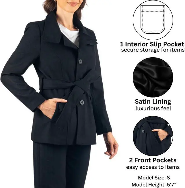 Alt view image 3 of 8 - Alpine Swiss Women’s Bella Belted Wool Blazer Coat