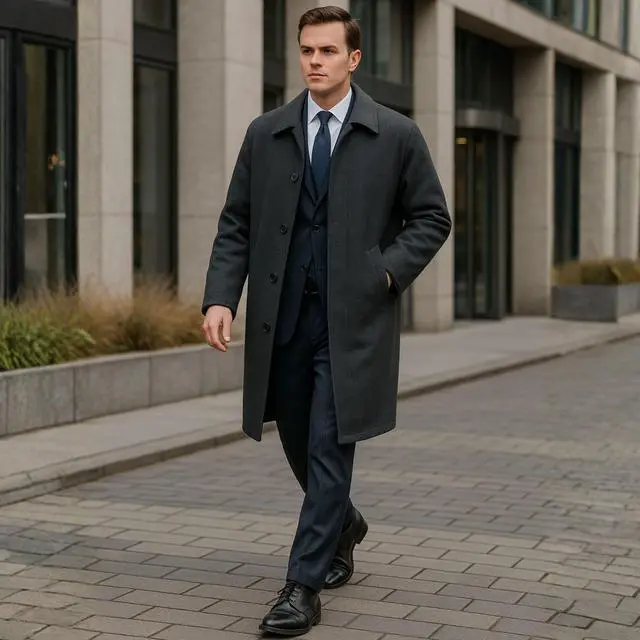 Alt view image 4 of 7 - Alpine Swiss Mens Zach Knee Length Jacket Top Coat Trench Wool Blend Overcoat