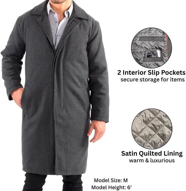 Alt view image 3 of 7 - Alpine Swiss Mens Zach Knee Length Jacket Top Coat Trench Wool Blend Overcoat