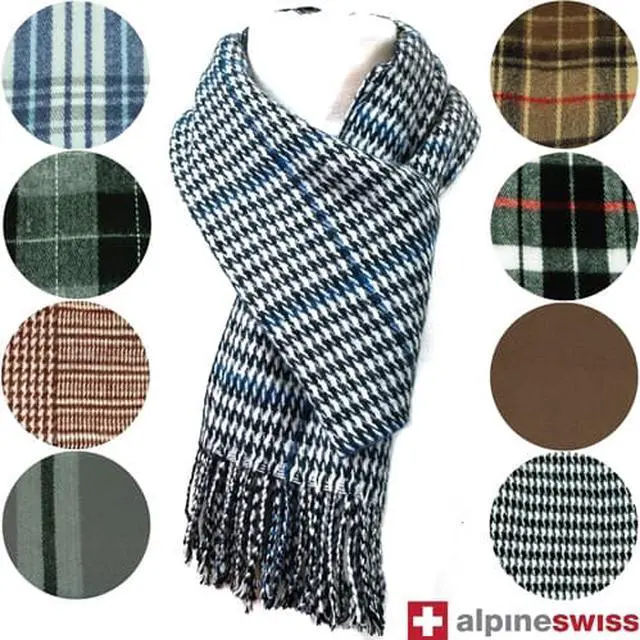 Alt view image 4 of 10 - Alpine Swiss Classic Plaid Pattern Soft Acrylic Scarf
