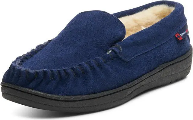 Main image of Alpine Swiss Yukon Mens Suede Shearling Moccasin Slippers Moc Toe Slip On Shoes
