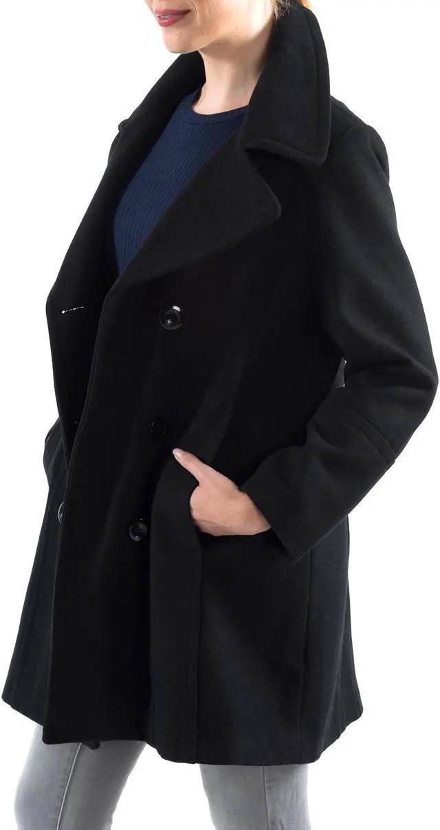 Alt view image 4 of 7 - Alpine Swiss Norah Womens Peacoat Runs Big Double-Breasted Jacket Flattering Fit