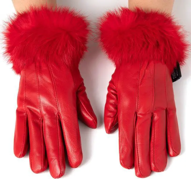 Alt view image 2 of 7 - Alpine Swiss Womens Dressy Gloves Genuine Leather Thermal Lined Faux Fur Cuffs