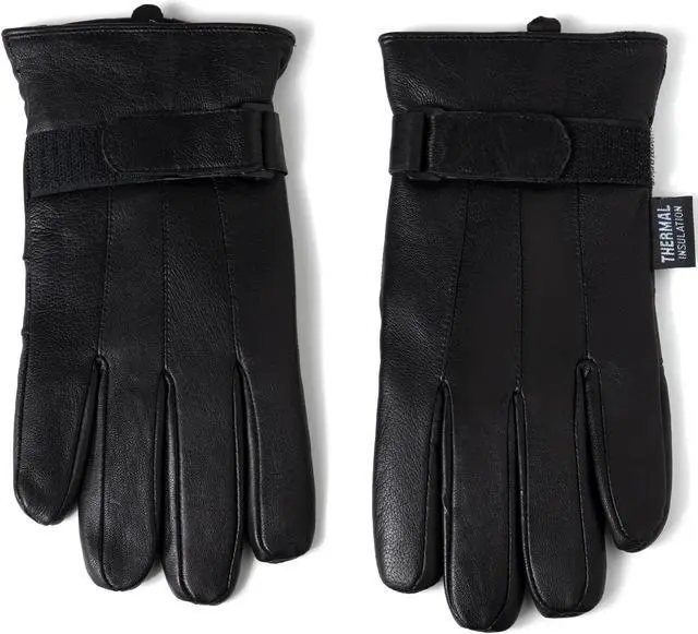 Alt view image 6 of 7 - Alpine Swiss Men’s Leather Gloves Hook-and-Loop fastener Strap Thinsulate Lining Insulated 40 Grain