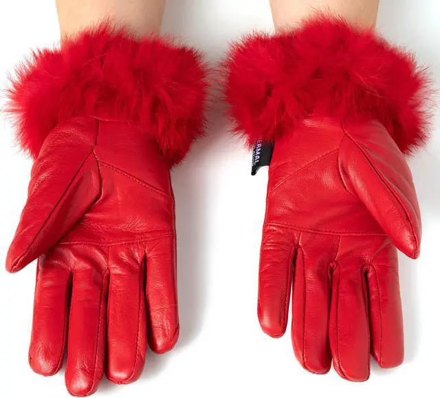 Alt view image 3 of 7 - Alpine Swiss Womens Dressy Gloves Genuine Leather Thermal Lined Faux Fur Cuffs