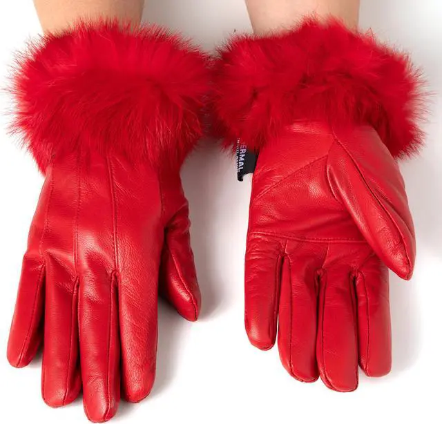Alt view image 4 of 7 - Alpine Swiss Womens Dressy Gloves Genuine Leather Thermal Lined Faux Fur Cuffs